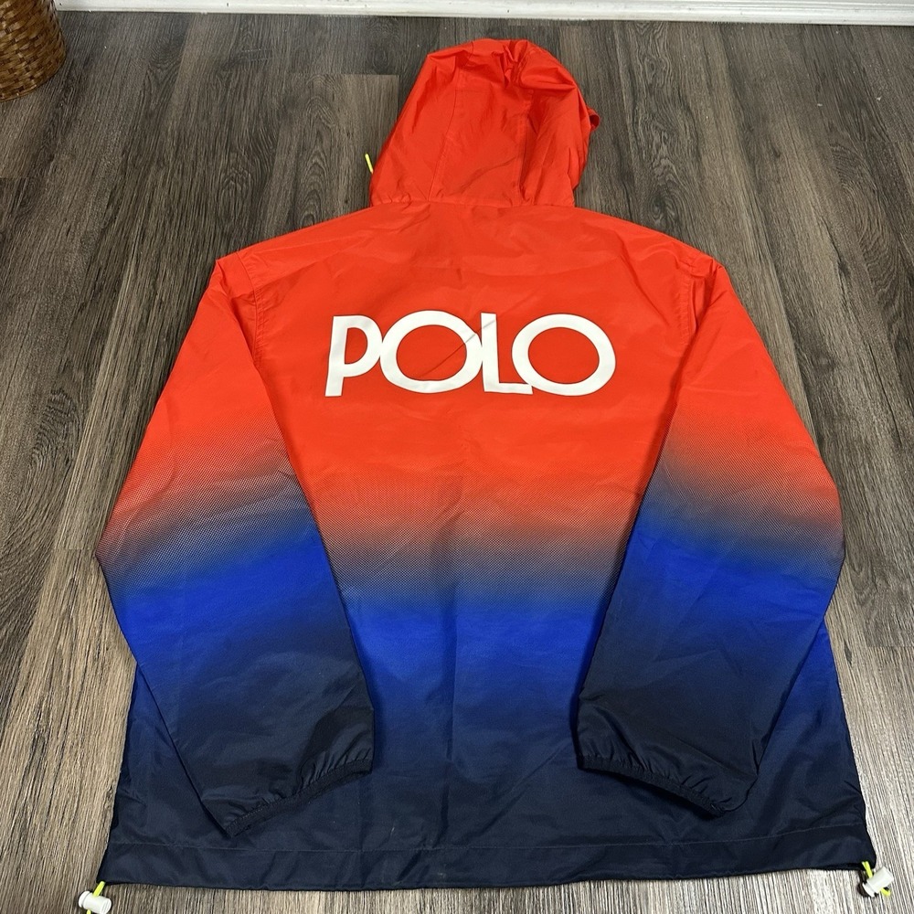Polo Ralph Lauren Ombre Lightweight Pullover Jacket Mens Size Large Orange Blue - Picture 5 of 7